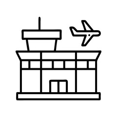 airport terminal icon, airport terminal line art - simple line art of airport terminal, perfect for airport terminal logos and icons and themed design
