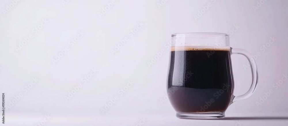 Aufkleber black coffee in a glass mug on a minimalistic white background ideal for cozy morning vibes with amp