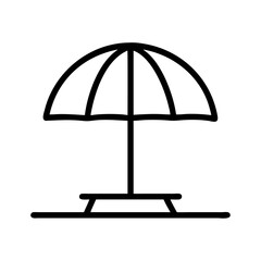 beach umbrella icon, beach umbrella line art - simple line art of beach umbrella, perfect for beach umbrella logos and icons and themed design