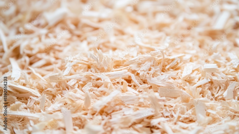 Aufkleber close up view of delicate wood shavings creating a textured background in a woodworking workshop set