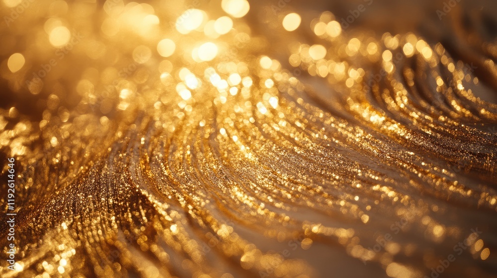 Aufkleber Golden bokeh abstract background with shimmering light and textured golden strands for elegant design projects and festive themes