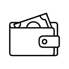 currency wallet icon, currency wallet line art - simple line art of currency wallet, perfect for currency wallet logos and icons and themed design