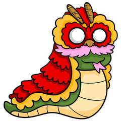 Cartoon Snake Wearing Traditional Chinese Outfit Chinese New Year Symbol