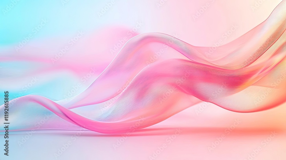 Poster blurred abstract background idea. soft, flowing abstract waves in pink and blue hues create a serene