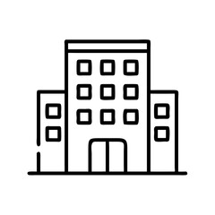 hotel building icon, hotel building line art - simple line art of hotel building, perfect for hotel building logos and icons and themed design