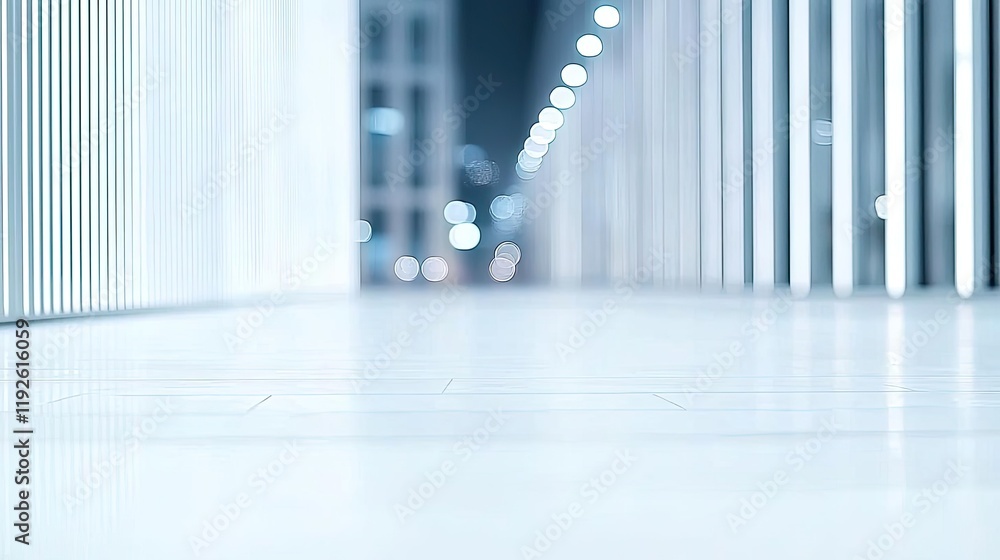 Poster blurred abstract background idea. modern architectural corridor with illuminated walls and smooth fl