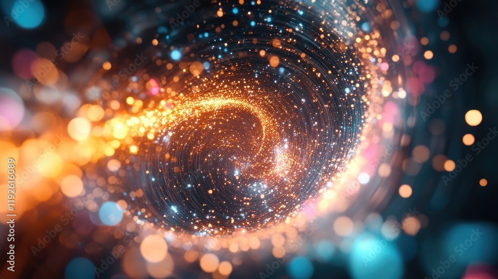 Fototapete Abstract swirling bokeh lights in vivid colors creating a dynamic and enchanting background perfect for artistic and design projects.