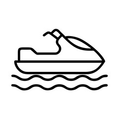 jet ski icon, jet ski line art - simple line art of jet ski, perfect for jet ski logos and icons and themed design