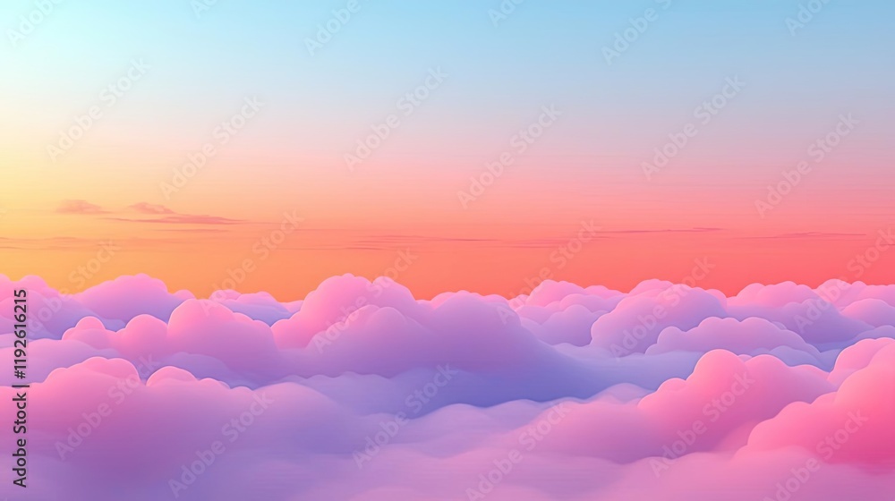 Poster blurred abstract background idea. a serene view of fluffy clouds illuminated by vibrant sunset color