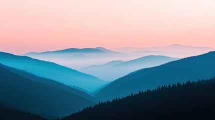 Fototapeta premium Blurred abstract background idea. Stunning sunrise over misty mountains showcasing a serene and tranquil atmosphere.