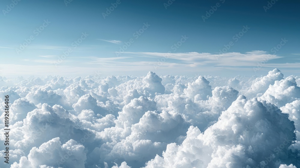 Poster cloudy abstract background concept. a serene view of fluffy clouds in a clear blue sky, ideal for na