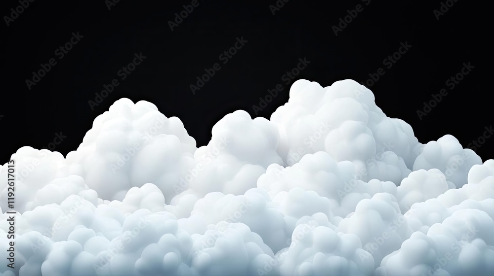 Poster cloudy abstract background concept. fluffy white clouds against a dark background, creating a serene