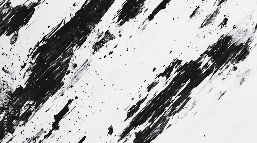 Aufkleber abstract black and white brushstroke texture grunge background for modern art and design projects