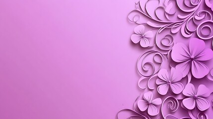 Lavender Paper Flowers and Swirls Design