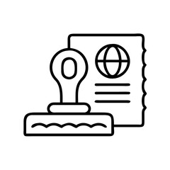 passport stamp icon, passport stamp line art - simple line art of passport stamp, perfect for passport stamp logos and icons and themed design