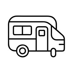rv camper icon, rv camper line art - simple line art of rv camper, perfect for rv camper logos and icons and themed design