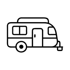 rv camper icon, rv camper line art - simple line art of rv camper, perfect for rv camper logos and icons and themed design
