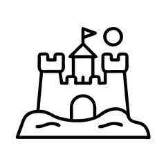 sandcastle on the beach icon, sandcastle on the beach line art - simple line art of sandcastle on the beach, perfect for sandcastle on the beach logos and icons and themed design