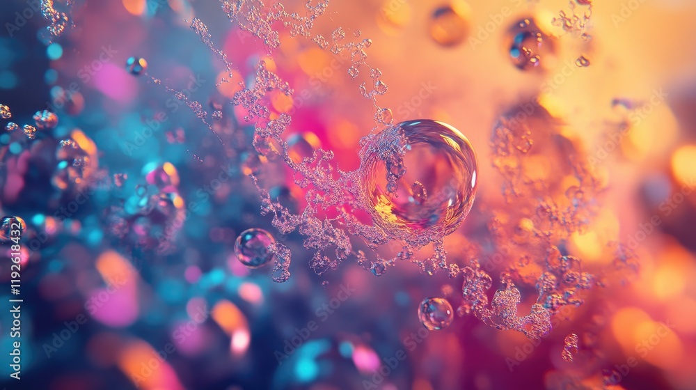 Poster colorful bokeh bubbles abstract background with vibrant hues and texture for creative designs and ar