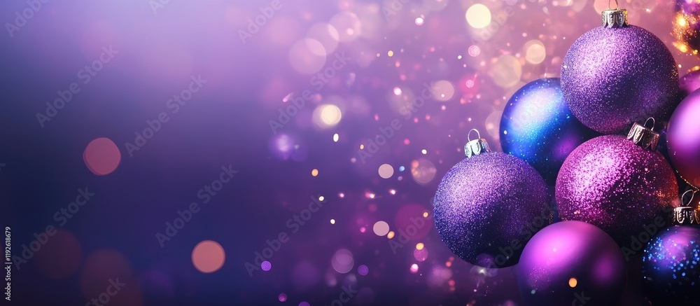 Aufkleber festive celebration banner featuring colorful ornaments and sparkling lights with empty space for pe