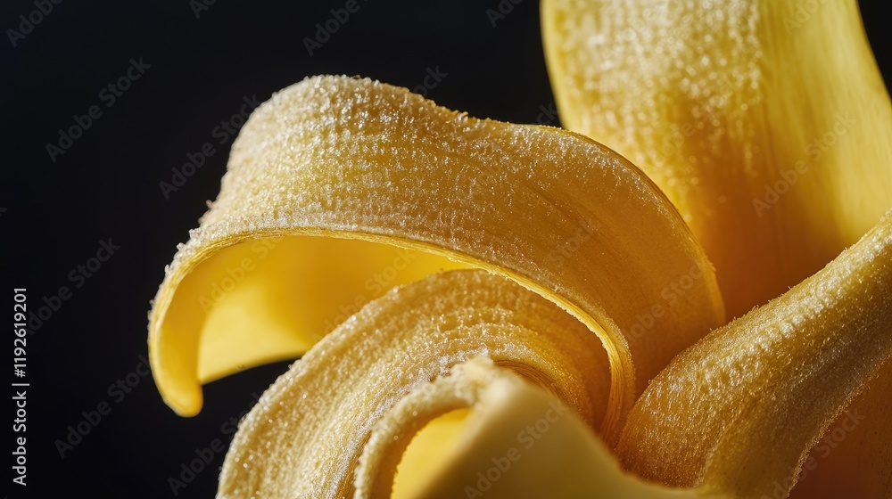 Aufkleber close up macro of a banana peel on black background highlighting texture and detail