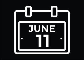 Calendar day 11 June. Vector calendar icon for June