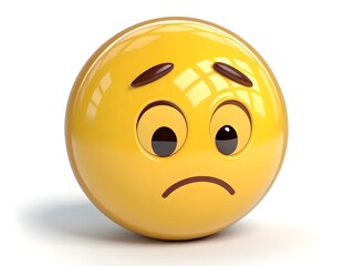 3d sad smiley face with white background.