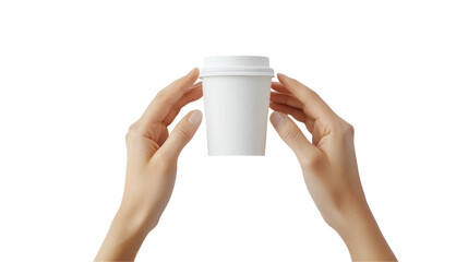 Elegant White Disposable Coffee Cup in Hands