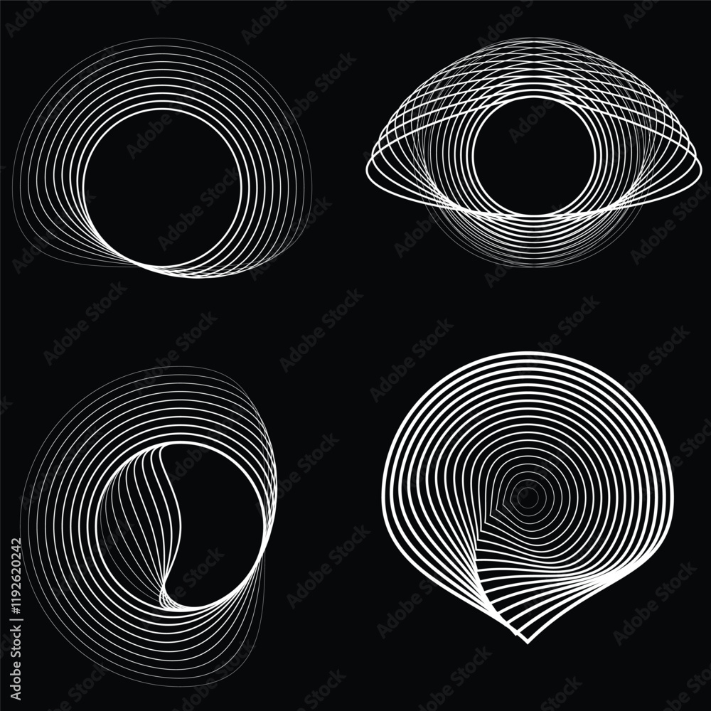 Aufkleber lines in circle form . rotate rounded shape vector illustration .rotating circles form a ring.rotati
