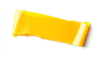 Yellow Adhesive wrinkled plastic sticky tape photo. Isolated element. Masking, duct tape strip