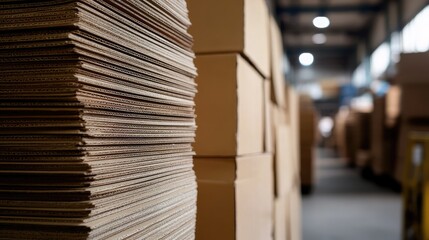 Obraz premium Cardboard boxes organized in a warehouse ready for logistics and shipping operations to ensure efficient inventory management