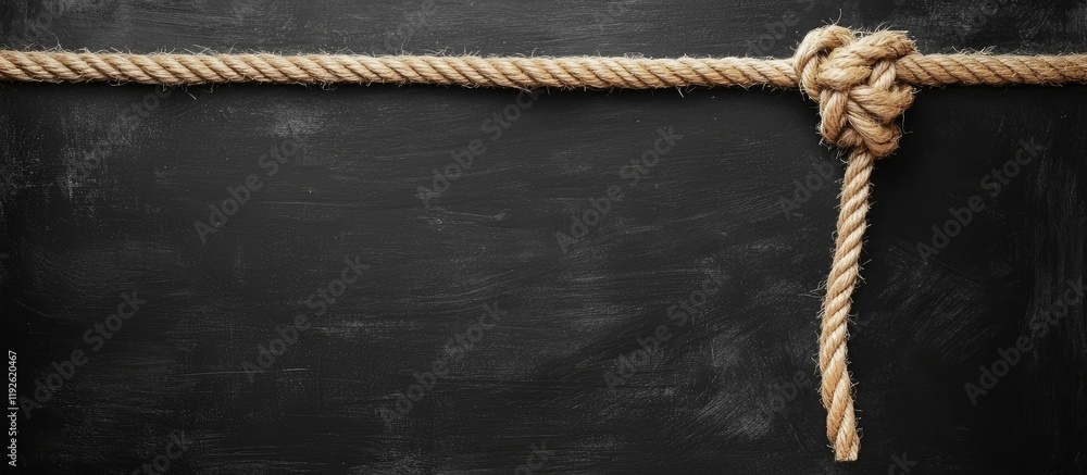 Aufkleber Rustic black chalkboard background with decorative rope knot providing ample copyspace for customized text or designs