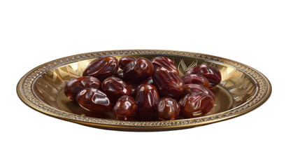 Luxurious Dates in Ornate Gold Platter - A Sweet Treat