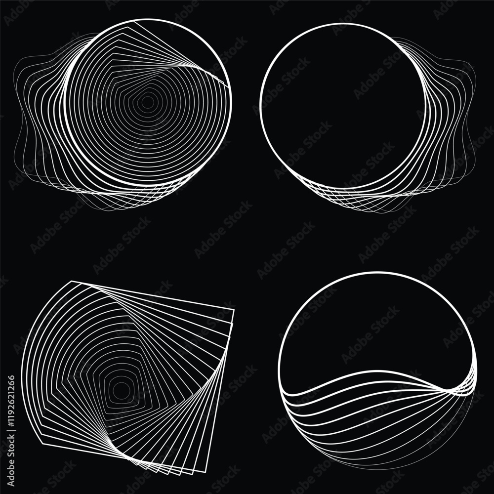 Poster lines in circle form . rotate rounded shape vector illustration .rotating circles form a ring.rotati