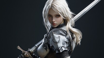 Obraz premium Stunning Digital Art: Female Knight with Sword