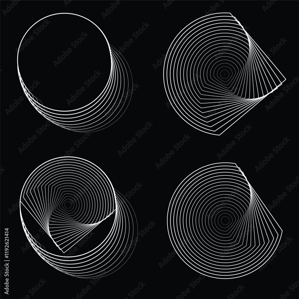 Aufkleber lines in circle form . rotate rounded shape vector illustration .rotating circles form a ring.rotati