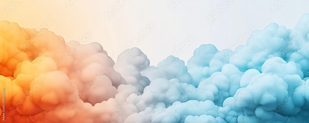 Poster cloudy abstract background concept. colorful clouds blending orange and blue in a serene atmospheric