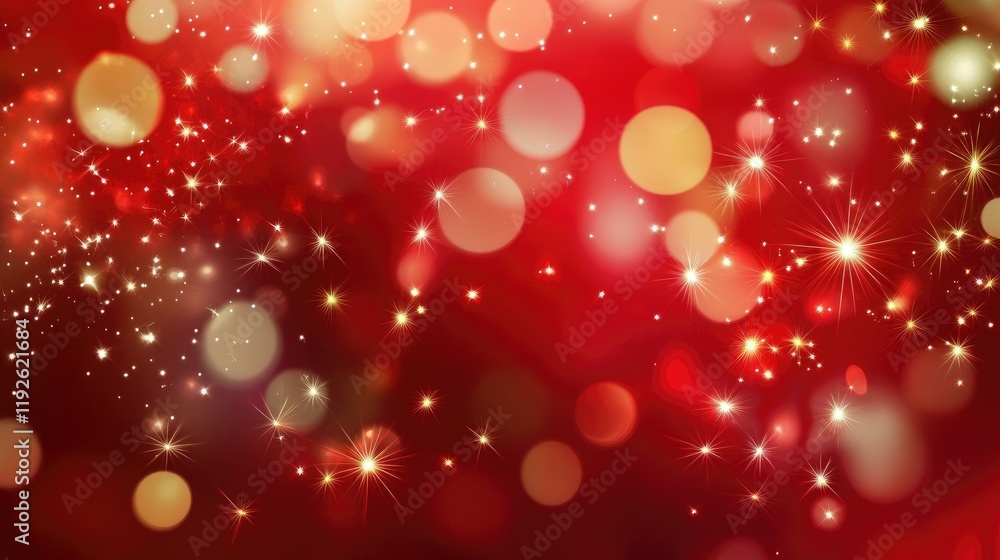 Aufkleber Red bokeh background with sparkling lights and soft glows creating a festive and vibrant atmosphere for seasonal designs and celebrations