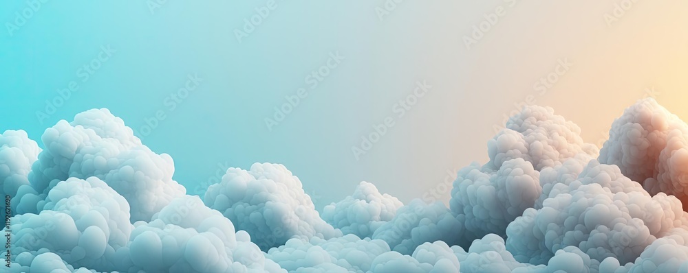Poster cloudy abstract background concept. a serene display of fluffy clouds illuminated by warm sunlight a