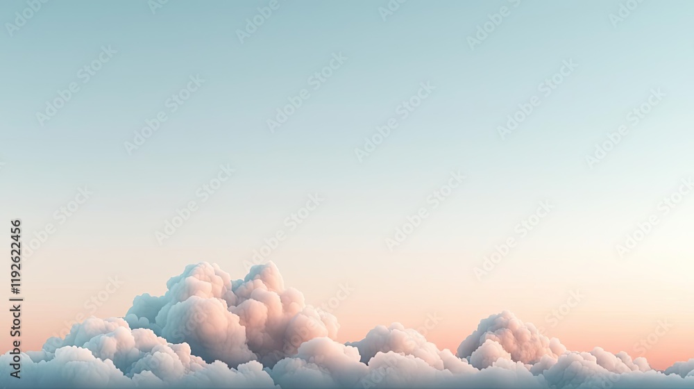 Poster cloudy abstract background concept. a serene sky adorned with soft clouds at dusk, creating a peacef