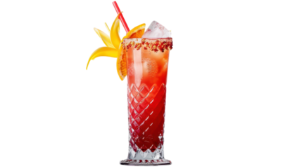 Stunning Red Cocktail with Orange Garnish