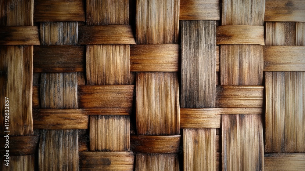 Aufkleber Bamboo woven texture background ideal for creating a natural and rustic atmosphere in designs and presentations.