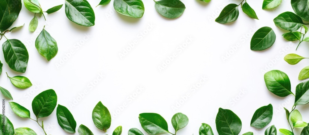 Poster tropical leaf border with blank space for text on a clean background ideal for nature-themed design 