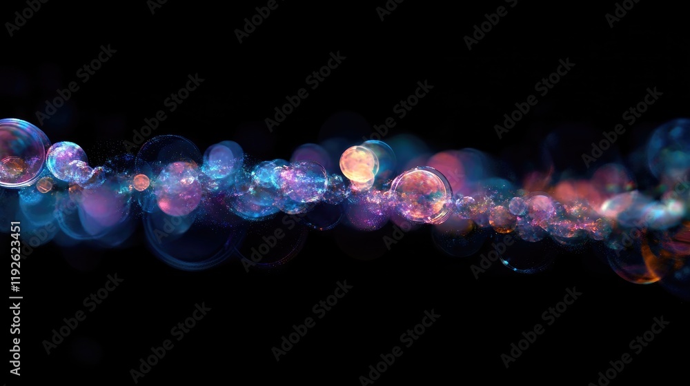 Aufkleber Colorful bokeh light orbs creating an abstract blur effect on a dark background for creative design and festive themes