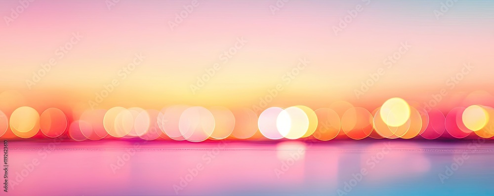 Poster blurred abstract background idea. a captivating blurred sunset with soft glowing lights over tranqui