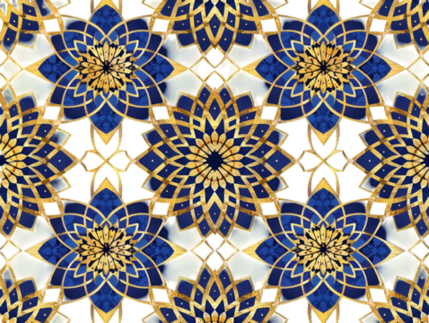 Stunning Gold and Blue Floral Pattern Design