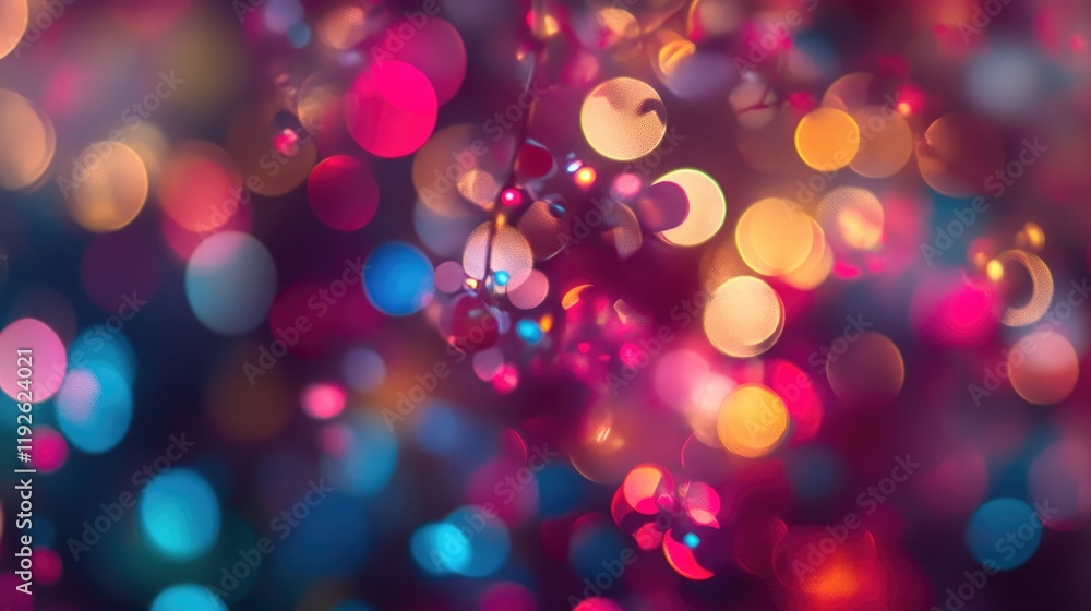 Leinwandbilder Colorful bokeh background with vibrant hues and soft flower elements creating a dreamy and decorative visual effect