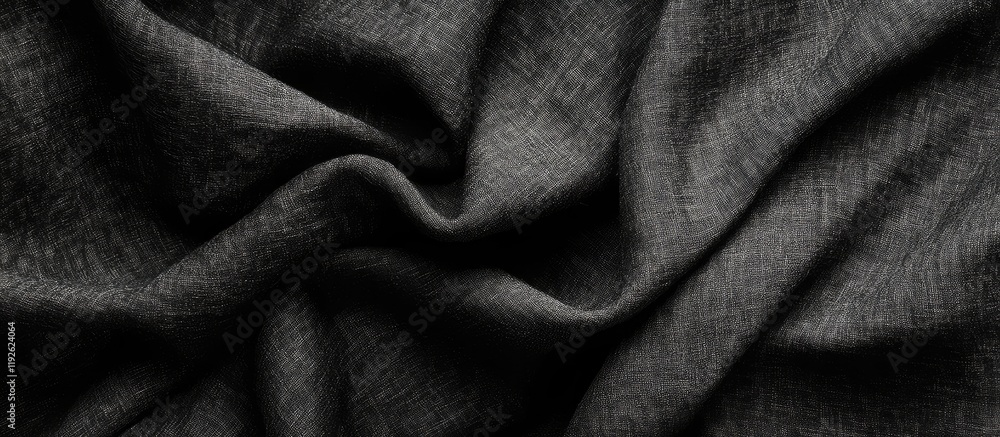 Poster elegant black fabric texture background with smooth drapery and ample copyspace for creative text pl