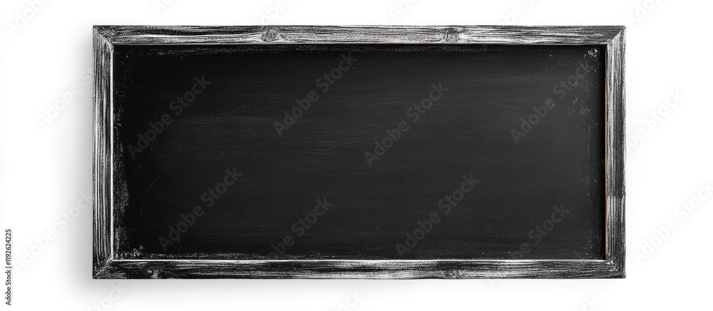 Poster chalkboard frame on white backdrop offering ample copyspace for text or messages in educational or d
