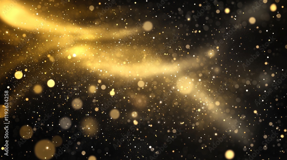 Aufkleber golden bokeh lights on a dark background creating a dreamy and festive atmosphere for various design